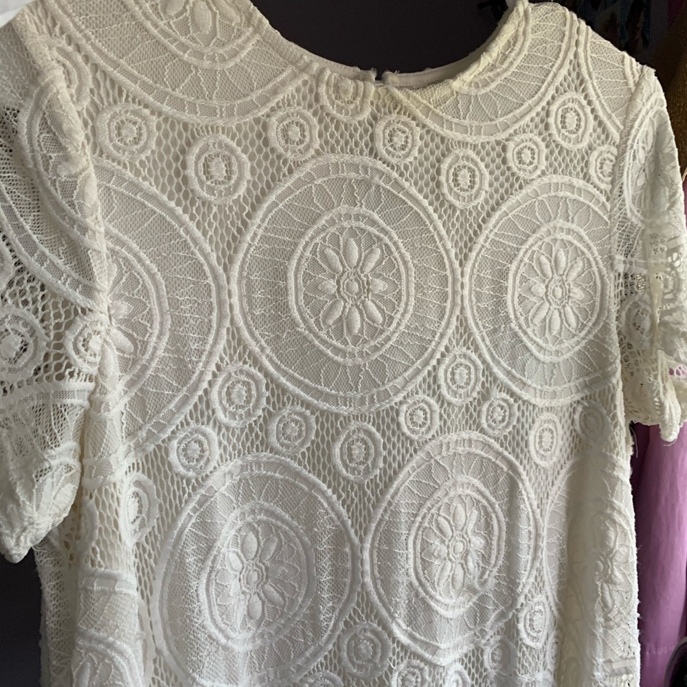 Lace Babydoll Dress (White) - Picture 2 of 3